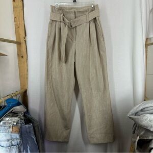 Nine West Wide Leg Paperbag Waist Trouser Pants Womens 8 Beige